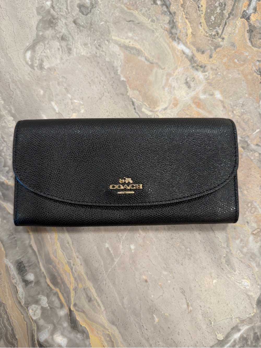COACH Cross grain Leather Slim Envelope Wallet F54009 Black